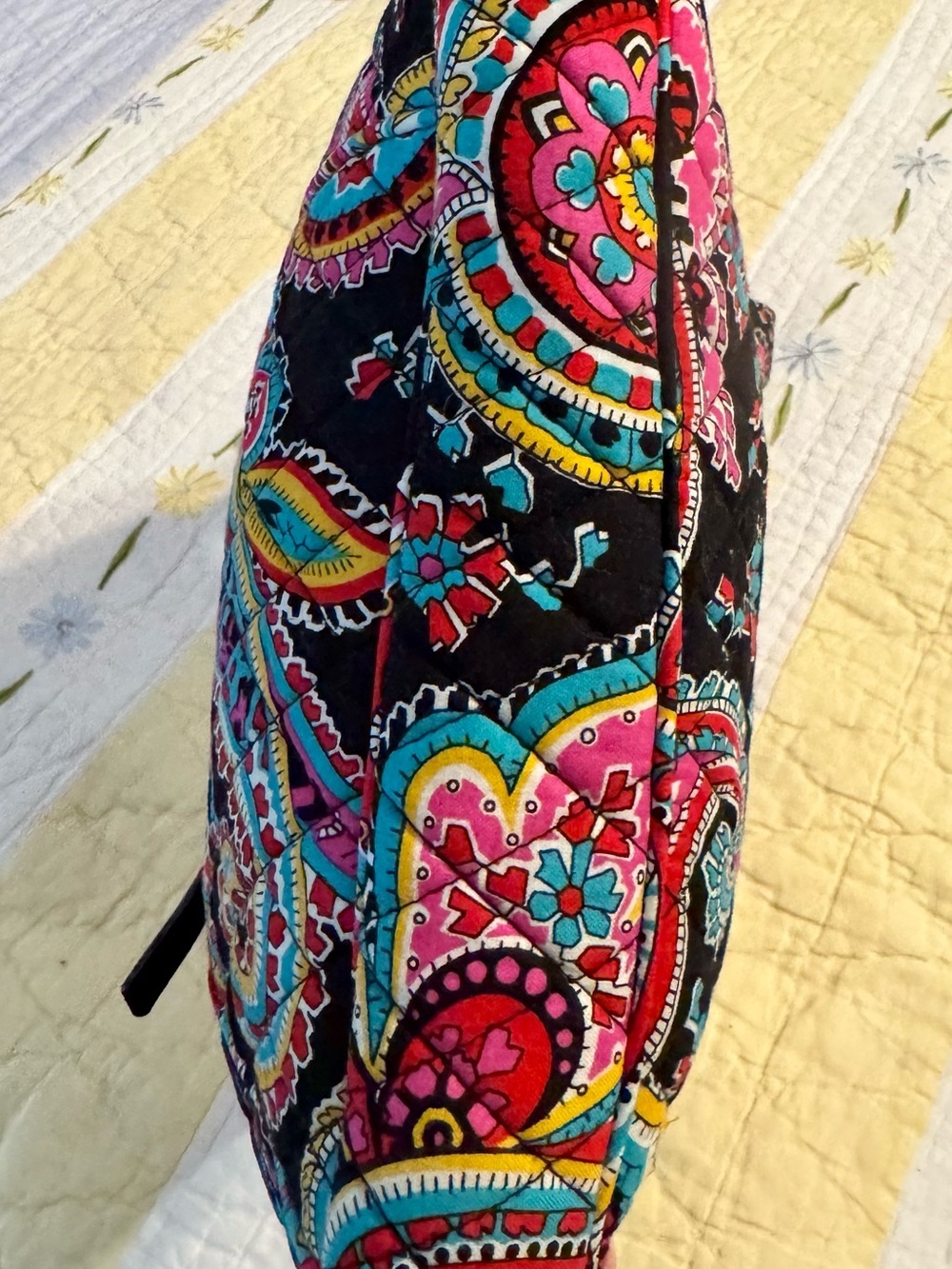Vera Bradley Black Multi Paisley Quilted Crossbody Bag - Picture 4 of 6